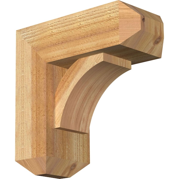 Ekena Millwork Thorton Craftsman Rough Sawn Bracket w/ Offset Brace, Western Red Cedar, 6"W x 14"D x 14"H BKT0604X14X14THR04RWR - main